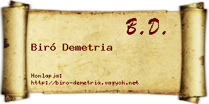 Biró Demetria névjegykártya